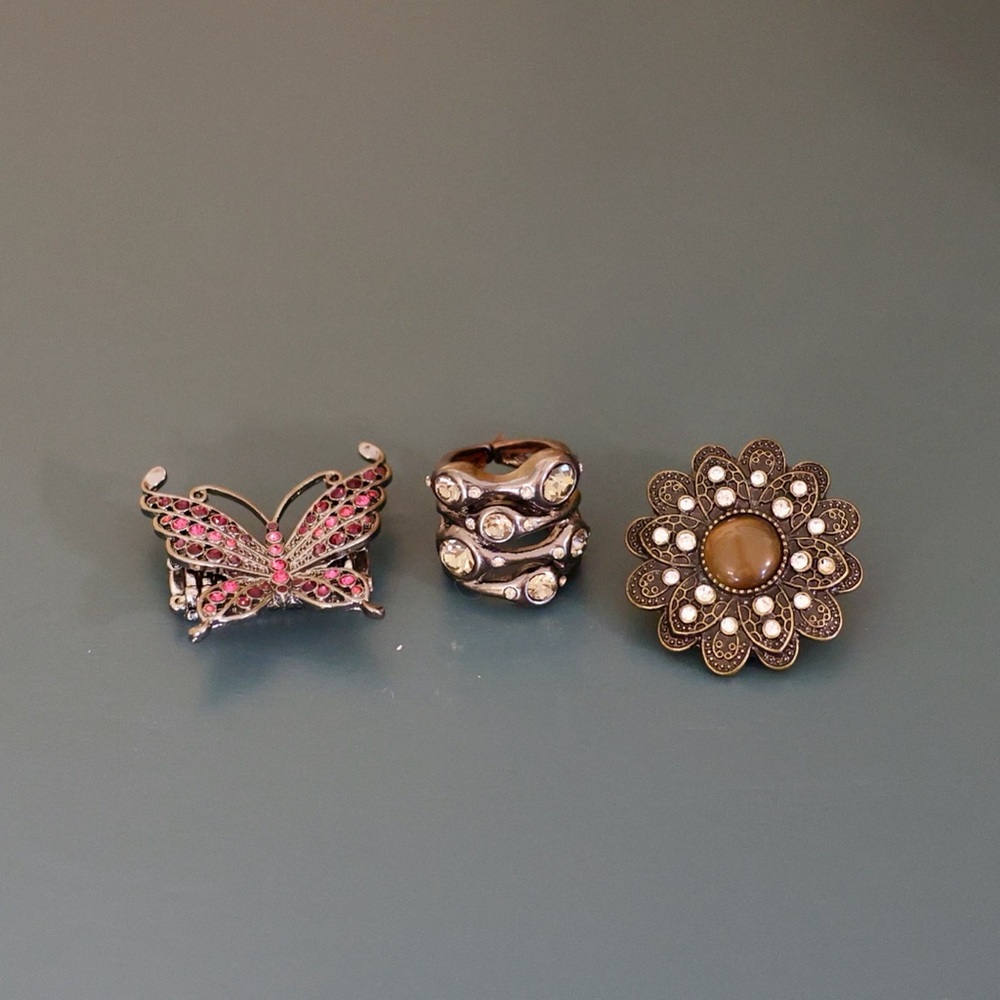 Set of 3 Elastic Band Statement Rings